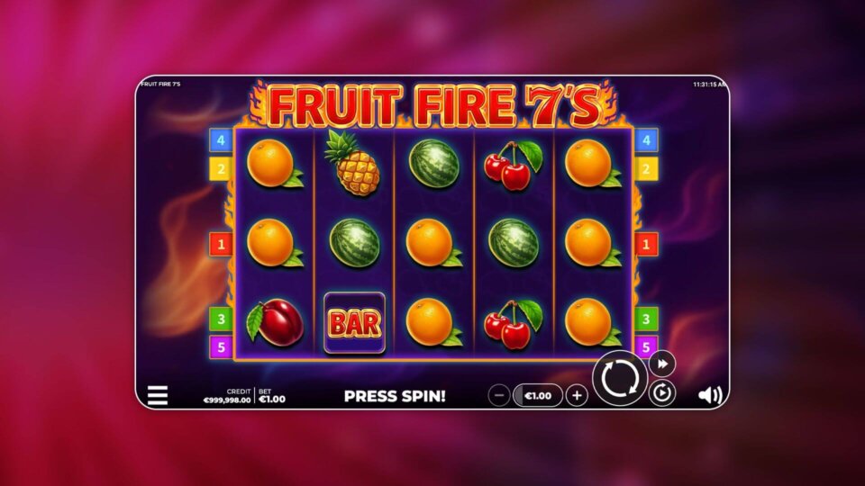Fruit Fire 7's slot game desktop